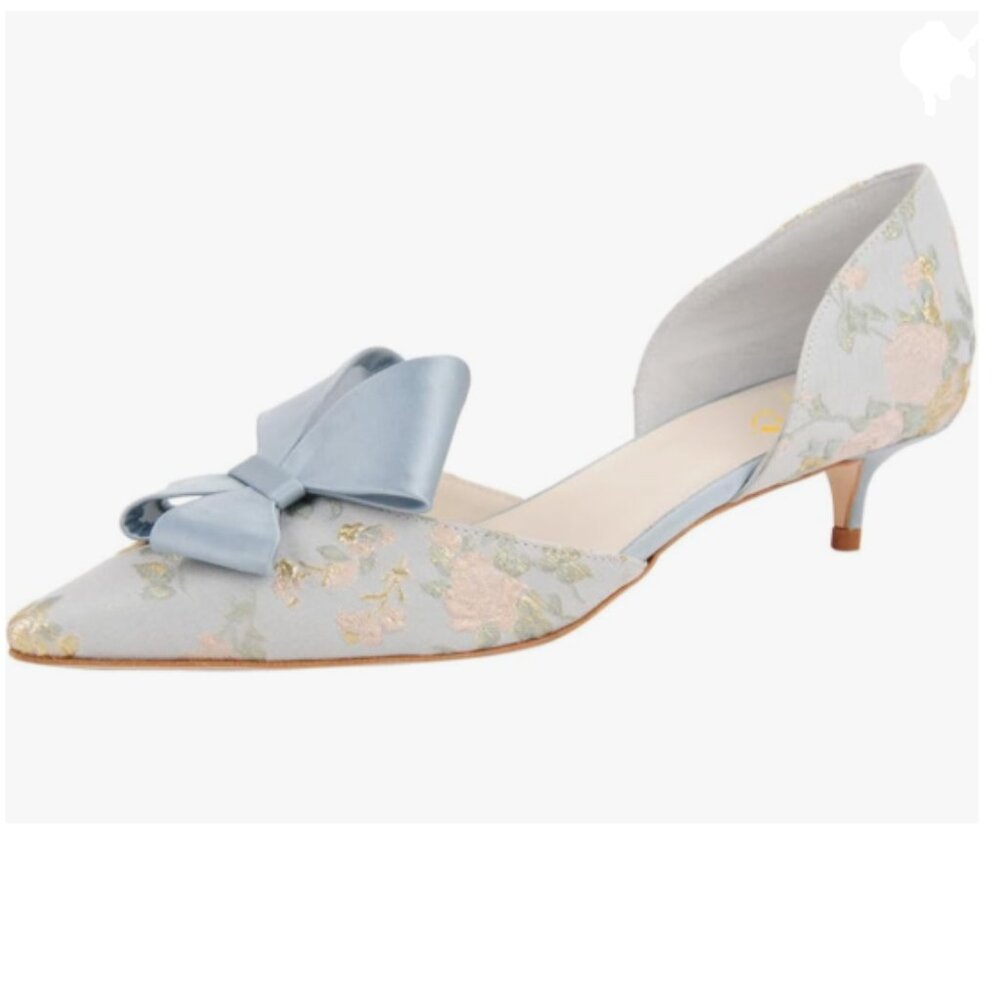 XYD Blue Kitten Heels with Bow
